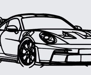 DEKORACJA ŚCIENNA OBRAZ KONTUR SYLWETKI SPORTOWE AUTO (PORSCHE 911 GT3 RS)