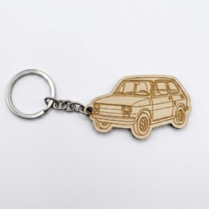 Kultowy FIAT 126p – Drewniany Brelok do Kluczy – PREZENT DLA FANA PRL